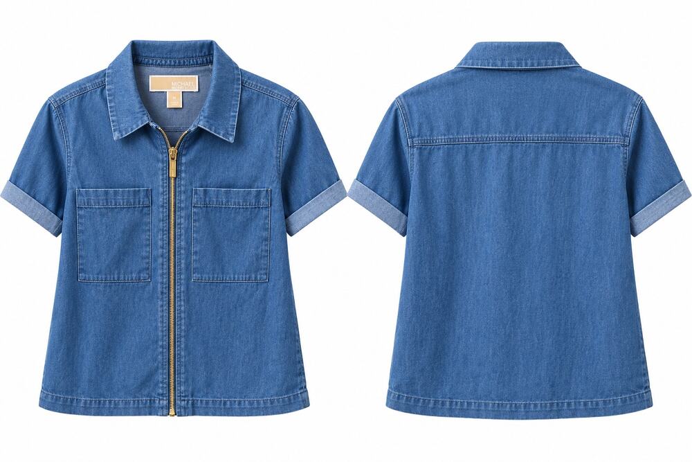 Michael Michael Kors Denim Short-Sleeve Shirt – Size M